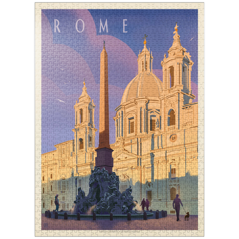 puzzleplate Italy: Rome In The Morning, Vintage Poster 1000 Jigsaw Puzzle