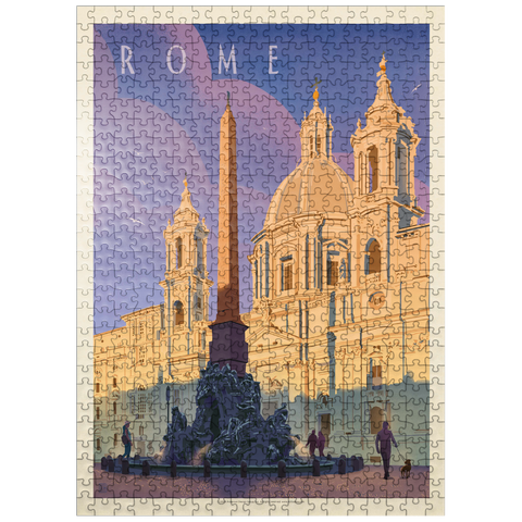 puzzleplate Italy: Rome In The Morning, Vintage Poster 500 Jigsaw Puzzle