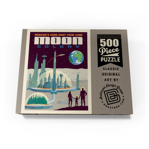Moon Colony: Home Away From Home, Vintage Poster 500 Jigsaw Puzzle box view3