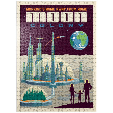 puzzleplate Moon Colony: Home Away From Home, Vintage Poster 500 Jigsaw Puzzle