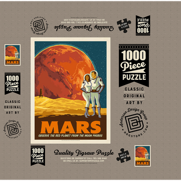 Mars: As Seen From The Moon Phobos, Vintage Poster 1000 Jigsaw Puzzle box 3D Modell