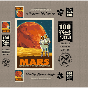 Mars: As Seen From The Moon Phobos, Vintage Poster 100 Jigsaw Puzzle box 3D Modell