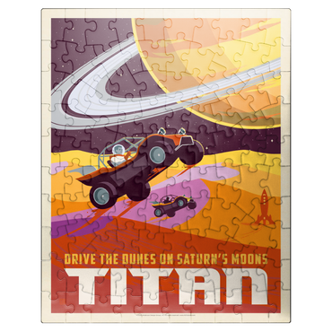 puzzleplate Saturn: As Seen From Dune Buggies On Titan, Vintage Poster 100 Jigsaw Puzzle