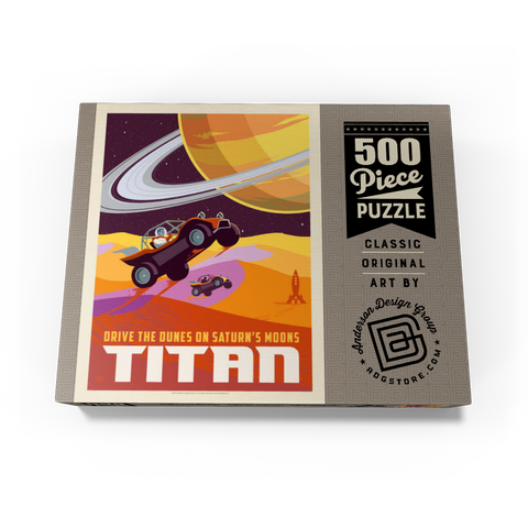 Saturn: As Seen From Dune Buggies On Titan, Vintage Poster 500 Jigsaw Puzzle box view3