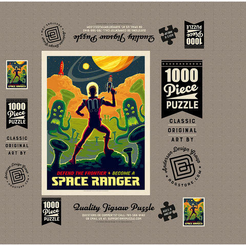 Space Ranger: Retro Futura, Vintage Poster 1000 Jigsaw Puzzle box 3D Modell