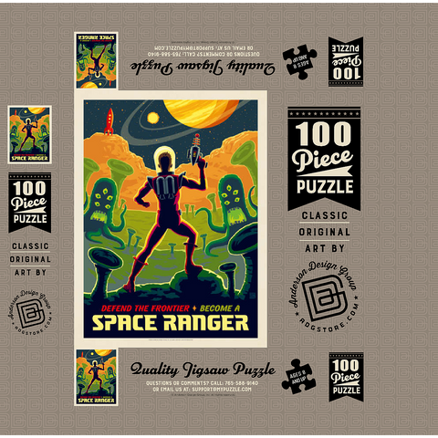 Space Ranger: Retro Futura, Vintage Poster 100 Jigsaw Puzzle box 3D Modell