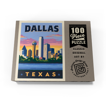 Dallas, Texas: Downtown River View, Vintage Poster 100 Jigsaw Puzzle box view3