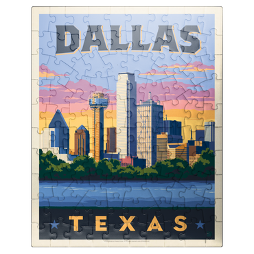 puzzleplate Dallas, Texas: Downtown River View, Vintage Poster 100 Jigsaw Puzzle
