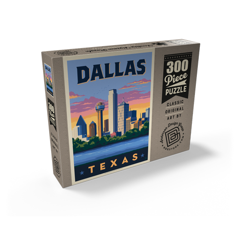 Dallas, Texas: Downtown River View, Vintage Poster 300 Jigsaw Puzzle box view2