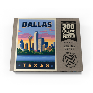 Dallas, Texas: Downtown River View, Vintage Poster 300 Jigsaw Puzzle box view3