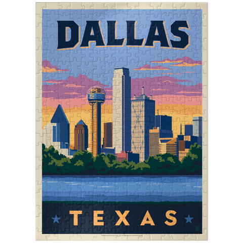puzzleplate Dallas, Texas: Downtown River View, Vintage Poster 300 Jigsaw Puzzle