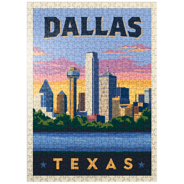puzzleplate Dallas, Texas: Downtown River View, Vintage Poster 500 Jigsaw Puzzle