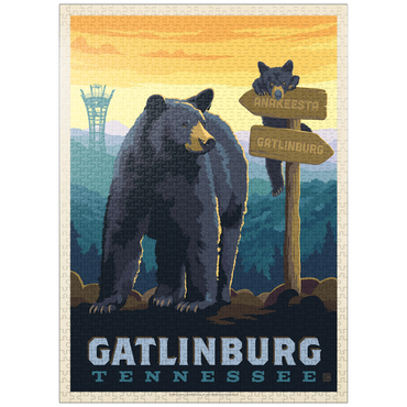 puzzleplate Gatlinburg, Tennessee: Anakeesta Signpost, Vintage Poster 1000 Jigsaw Puzzle