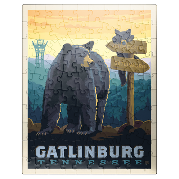 puzzleplate Gatlinburg, Tennessee: Anakeesta Signpost, Vintage Poster 100 Jigsaw Puzzle