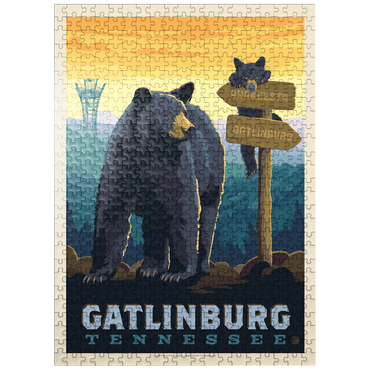 puzzleplate Gatlinburg, Tennessee: Anakeesta Signpost, Vintage Poster 500 Jigsaw Puzzle