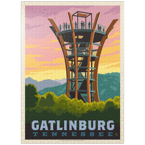 puzzleplate Gatlinburg, Tennessee: Anakeesta Tower, Vintage Poster 1000 Jigsaw Puzzle