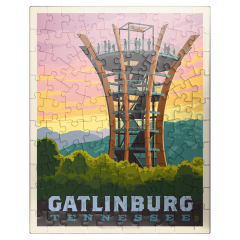 puzzleplate Gatlinburg, Tennessee: Anakeesta Tower, Vintage Poster 100 Jigsaw Puzzle