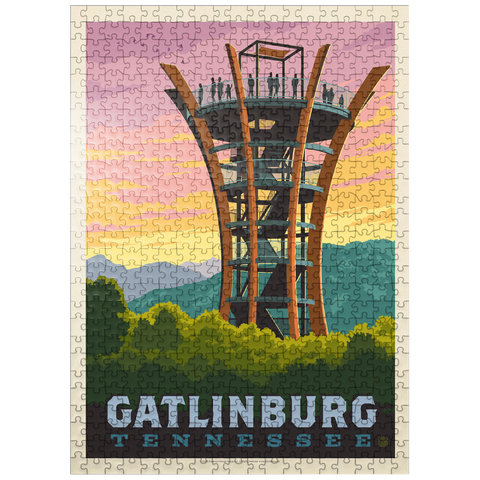 puzzleplate Gatlinburg, Tennessee: Anakeesta Tower, Vintage Poster 500 Jigsaw Puzzle