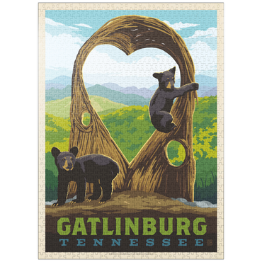 puzzleplate Gatlinburg, Tennessee: Anakeesta Twigloo Cubs, Vintage Poster 1000 Jigsaw Puzzle