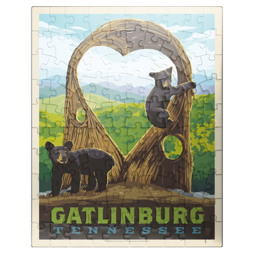puzzleplate Gatlinburg, Tennessee: Anakeesta Twigloo Cubs, Vintage Poster 100 Jigsaw Puzzle