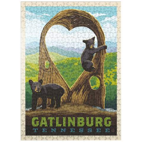 puzzleplate Gatlinburg, Tennessee: Anakeesta Twigloo Cubs, Vintage Poster 500 Jigsaw Puzzle