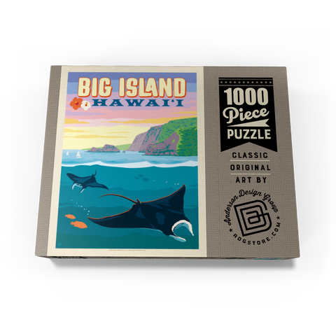 Hawaii: Big Island (Manta Rays), Vintage Poster 1000 Jigsaw Puzzle box view3