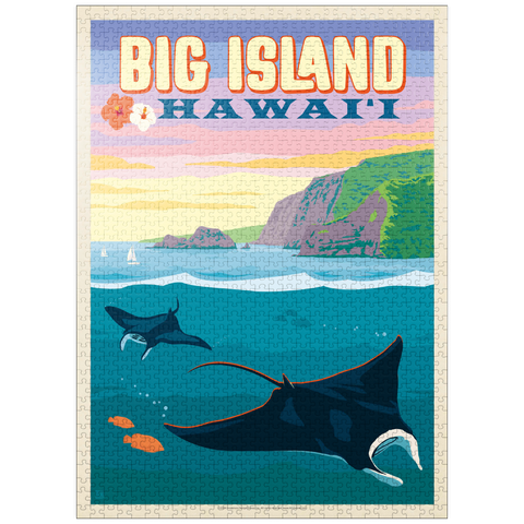 puzzleplate Hawaii: Big Island (Manta Rays), Vintage Poster 1000 Jigsaw Puzzle