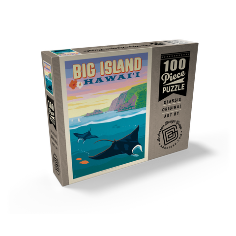 Hawaii: Big Island (Manta Rays), Vintage Poster 100 Jigsaw Puzzle box view2