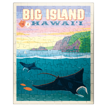 puzzleplate Hawaii: Big Island (Manta Rays), Vintage Poster 100 Jigsaw Puzzle