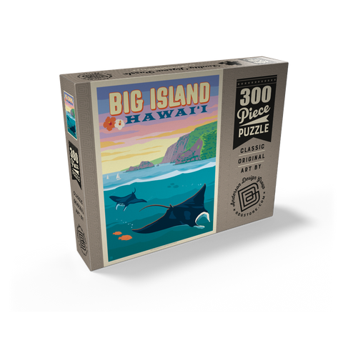Hawaii: Big Island (Manta Rays), Vintage Poster 300 Jigsaw Puzzle box view2