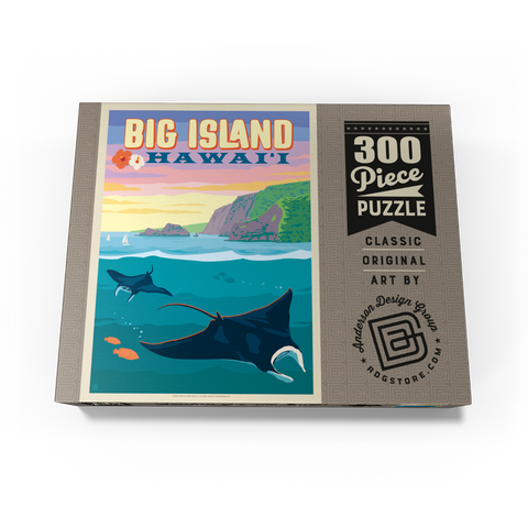 Hawaii: Big Island (Manta Rays), Vintage Poster 300 Jigsaw Puzzle box view3