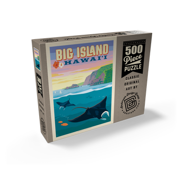 Hawaii: Big Island (Manta Rays), Vintage Poster 500 Jigsaw Puzzle box view2