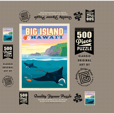 Hawaii: Big Island (Manta Rays), Vintage Poster 500 Jigsaw Puzzle box 3D Modell