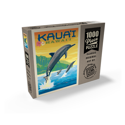 Hawaii: Kaua'i (Dolphins), Vintage Poster 1000 Jigsaw Puzzle box view2