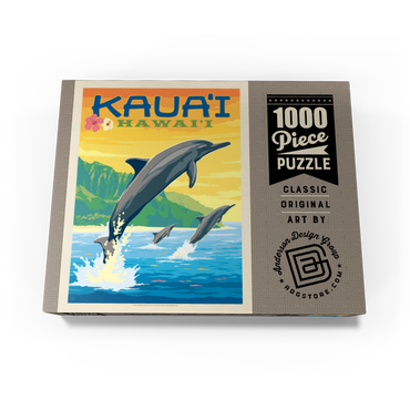 Hawaii: Kaua'i (Dolphins), Vintage Poster 1000 Jigsaw Puzzle box view3