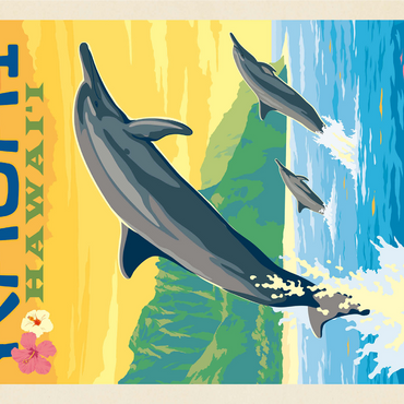 Hawaii: Kaua'i (Dolphins), Vintage Poster 1000 Jigsaw Puzzle 3D Modell