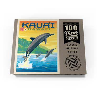 Hawaii: Kaua'i (Dolphins), Vintage Poster 100 Jigsaw Puzzle box view3