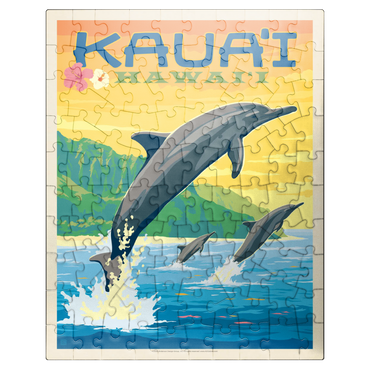 puzzleplate Hawaii: Kaua'i (Dolphins), Vintage Poster 100 Jigsaw Puzzle