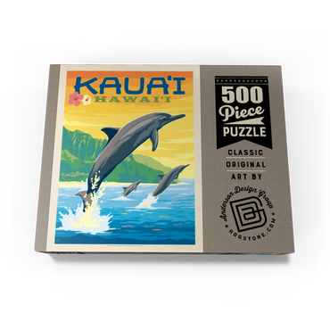 Hawaii: Kaua'i (Dolphins), Vintage Poster 500 Jigsaw Puzzle box view3
