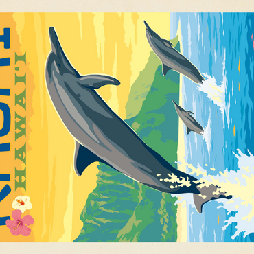 Hawaii: Kaua'i (Dolphins), Vintage Poster 500 Jigsaw Puzzle 3D Modell