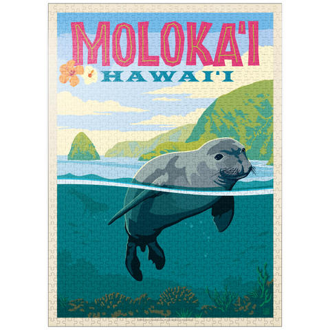 puzzleplate Hawaii: Moloka'i (Monk Seal), Vintage Poster 1000 Jigsaw Puzzle