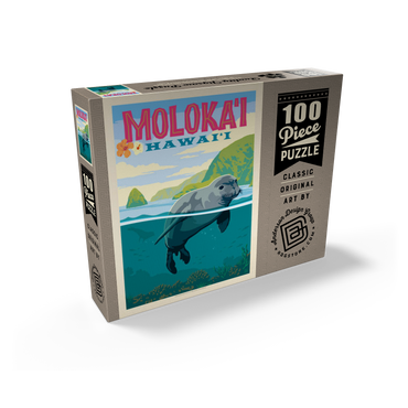 Hawaii: Moloka'i (Monk Seal), Vintage Poster 100 Jigsaw Puzzle box view2