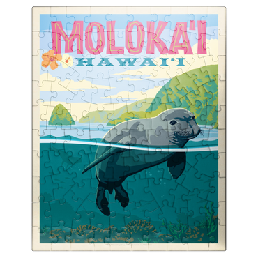 puzzleplate Hawaii: Moloka'i (Monk Seal), Vintage Poster 100 Jigsaw Puzzle