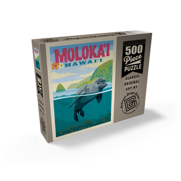 Hawaii: Moloka'i (Monk Seal), Vintage Poster 500 Jigsaw Puzzle box view2
