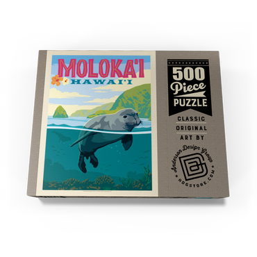 Hawaii: Moloka'i (Monk Seal), Vintage Poster 500 Jigsaw Puzzle box view3