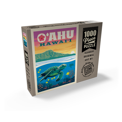 Hawaii: O'ahu (Sea Turtle), Vintage Poster 1000 Jigsaw Puzzle box view2