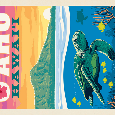 Hawaii: O'ahu (Sea Turtle), Vintage Poster 1000 Jigsaw Puzzle 3D Modell