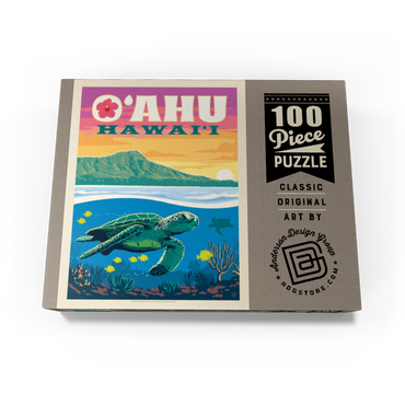 Hawaii: O'ahu (Sea Turtle), Vintage Poster 100 Jigsaw Puzzle box view3