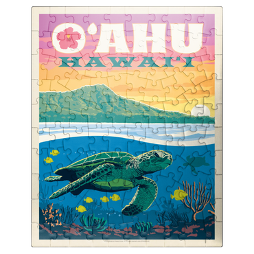 puzzleplate Hawaii: O'ahu (Sea Turtle), Vintage Poster 100 Jigsaw Puzzle