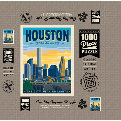 Houston, Texas: City With No Limits, Vintage Poster 1000 Jigsaw Puzzle box 3D Modell